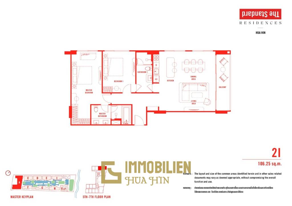 2 Beds 2 Baths 106.25 SQ.M. The Standard Residences Hua Hin