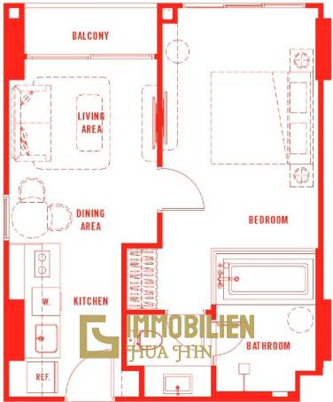 1 Bed 1 Bath 45.50 SQ.M The Standard Residences Hua Hin