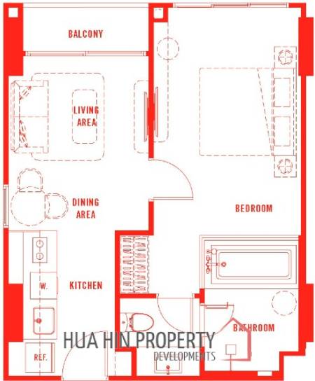 1 Bed 1 Bath 45.50 SQ.M The Standard Residences Hua Hin