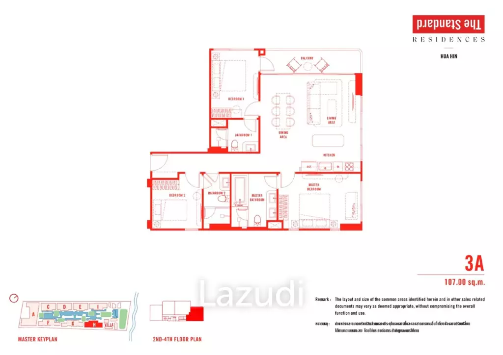 3 Beds 3 Baths 107 SQ.M The Standard Residences Hua Hin