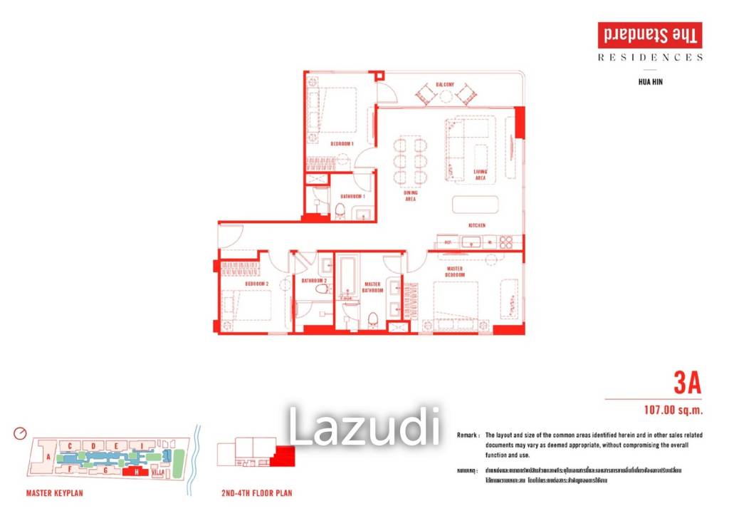 3 Beds 3 Baths 107 SQ.M The Standard Residences Hua Hin