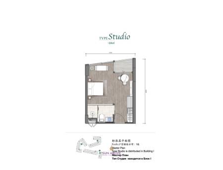 Studio 1 Bath 25.60 SQ.M Laya Wanda Vista Resort Phase 2