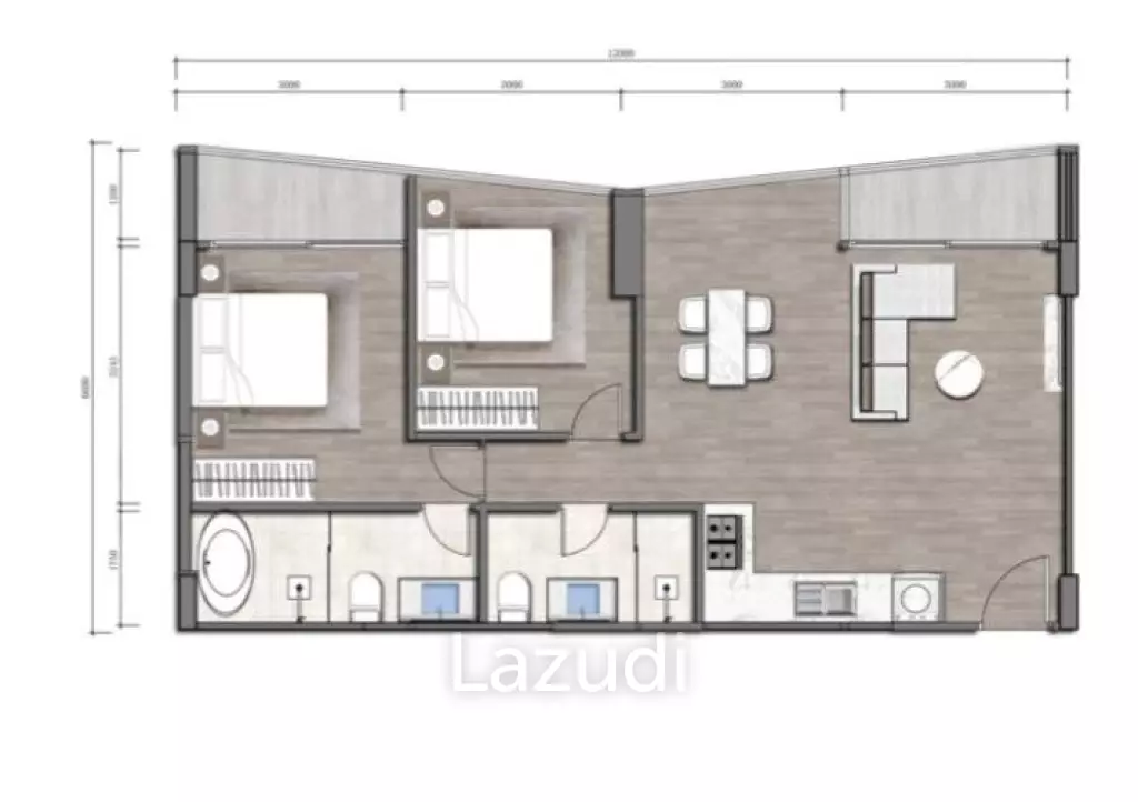2 Bed 2 Bath 71.15 SQ.M Laya Wanda Vista Resort