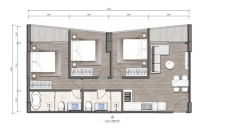 3 Bed 2 Bath 70.71 SQ.M Laya Wanda Vista Resort Phase 1