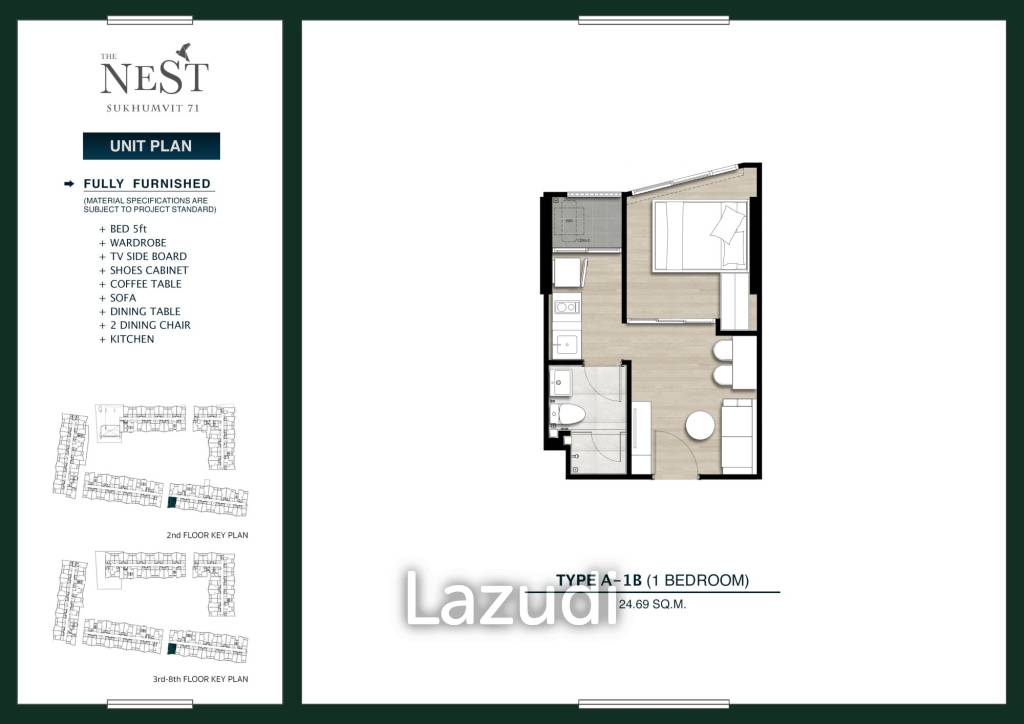 1 Bed 1 Bath 29.21 SQ.M. The Nest Sukhumvit 71