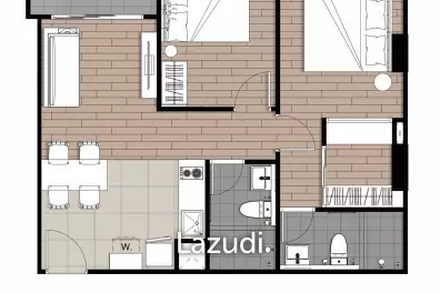 2 Bed 2 Bath 55.59 SQ.M  Niche Mono Rama 9