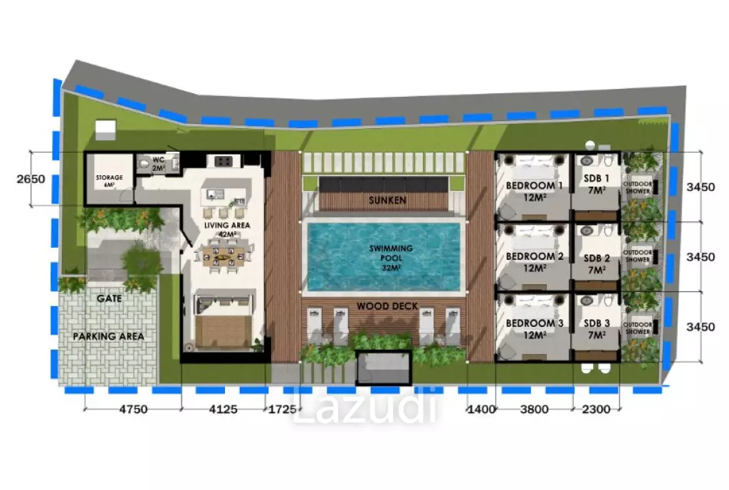 3 Bed 3 Bath 107 SQ.M Villa Hijau