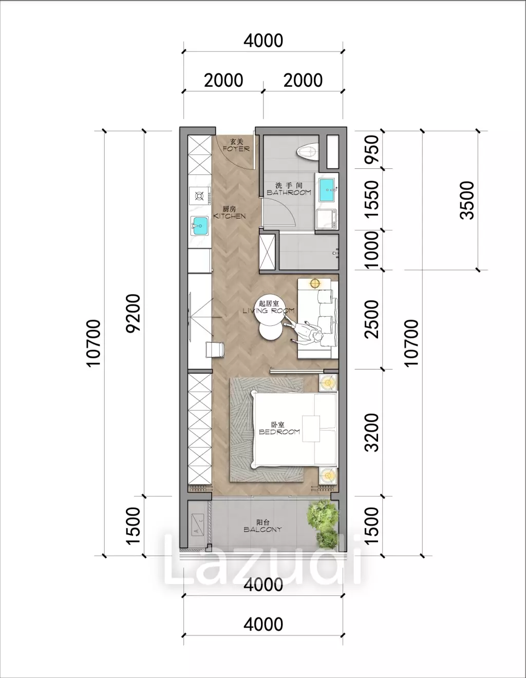 1 Bed 1 Bath 43.42 SQ.M Ayana Heights Seaview Residence