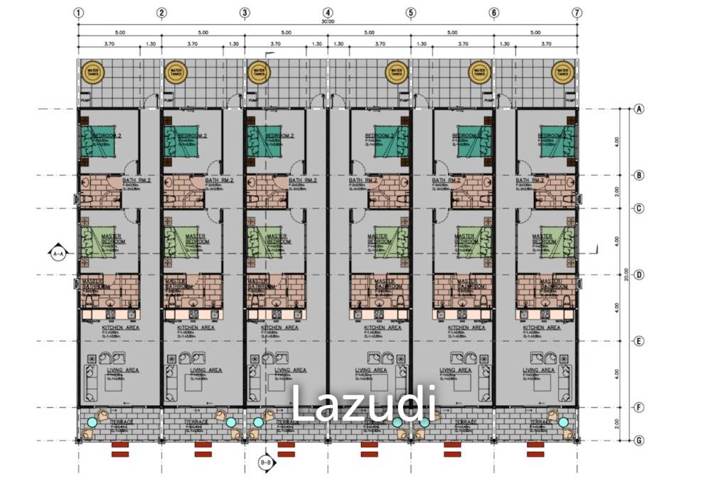 ทาวว์เฮ้าส์ 2 ห้องนอน 115 ตร.ม.