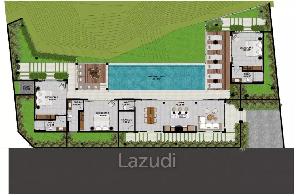 3 Bed 3 Bath 129.75 SQ.M Villa Kelapa