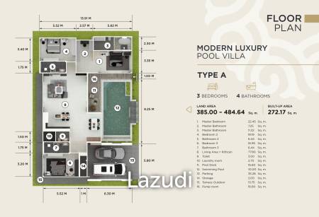 3 Bed 4 Bath 272.17 SQ.M Orienna Azure Villas