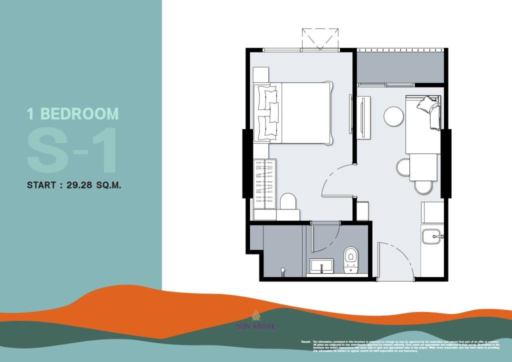 1 Bed 1 Bath 29.29 SQ.M The Cube Amaze Srisoonthon