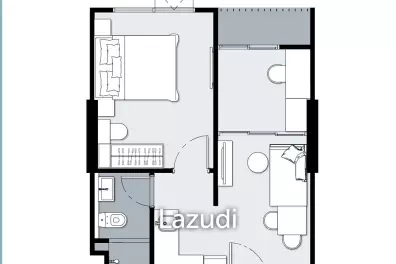 2 Bed 1 Bath 48.11 SQ.M The Cube Amaze Srisoonthon