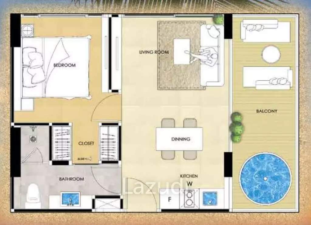 1 Bed 1 Bath 45.57 SQ.M The Riviera Ocean Drive