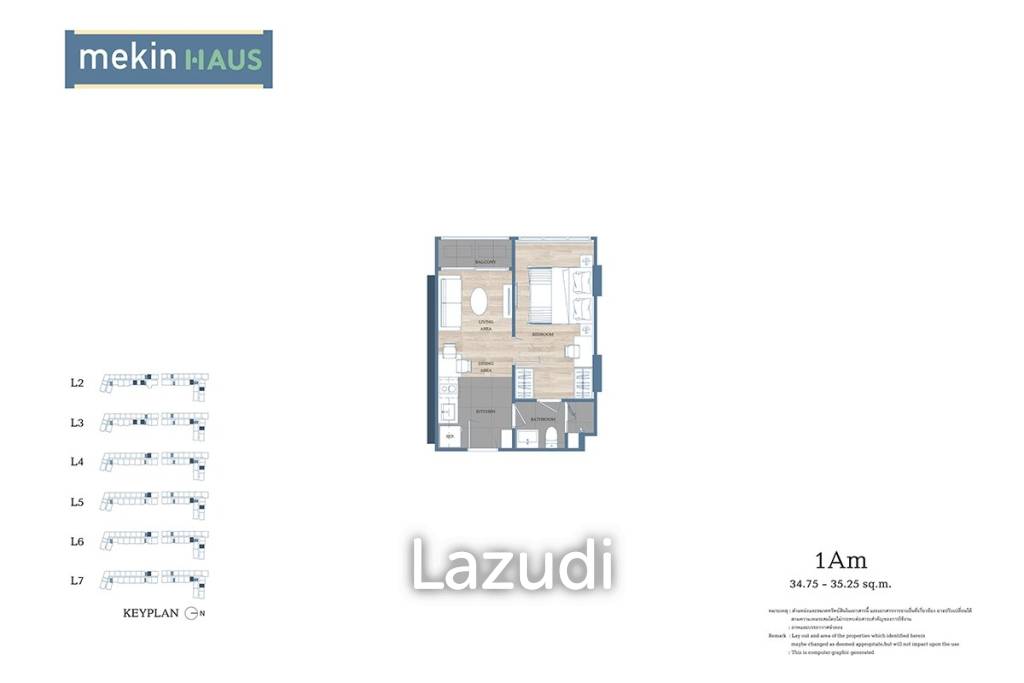 1 Bed 1 Bath 34.75 SQ.M Mekin Haus