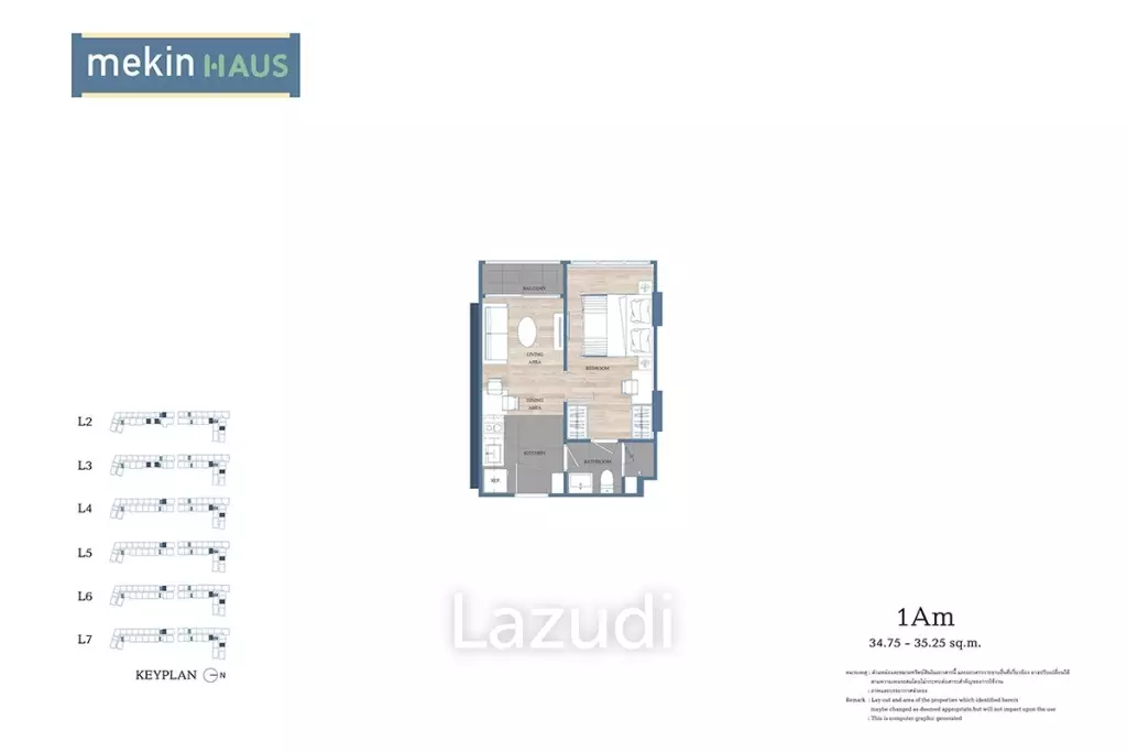 1 Bed 1 Bath 35.5 SQ.M Mekin Haus