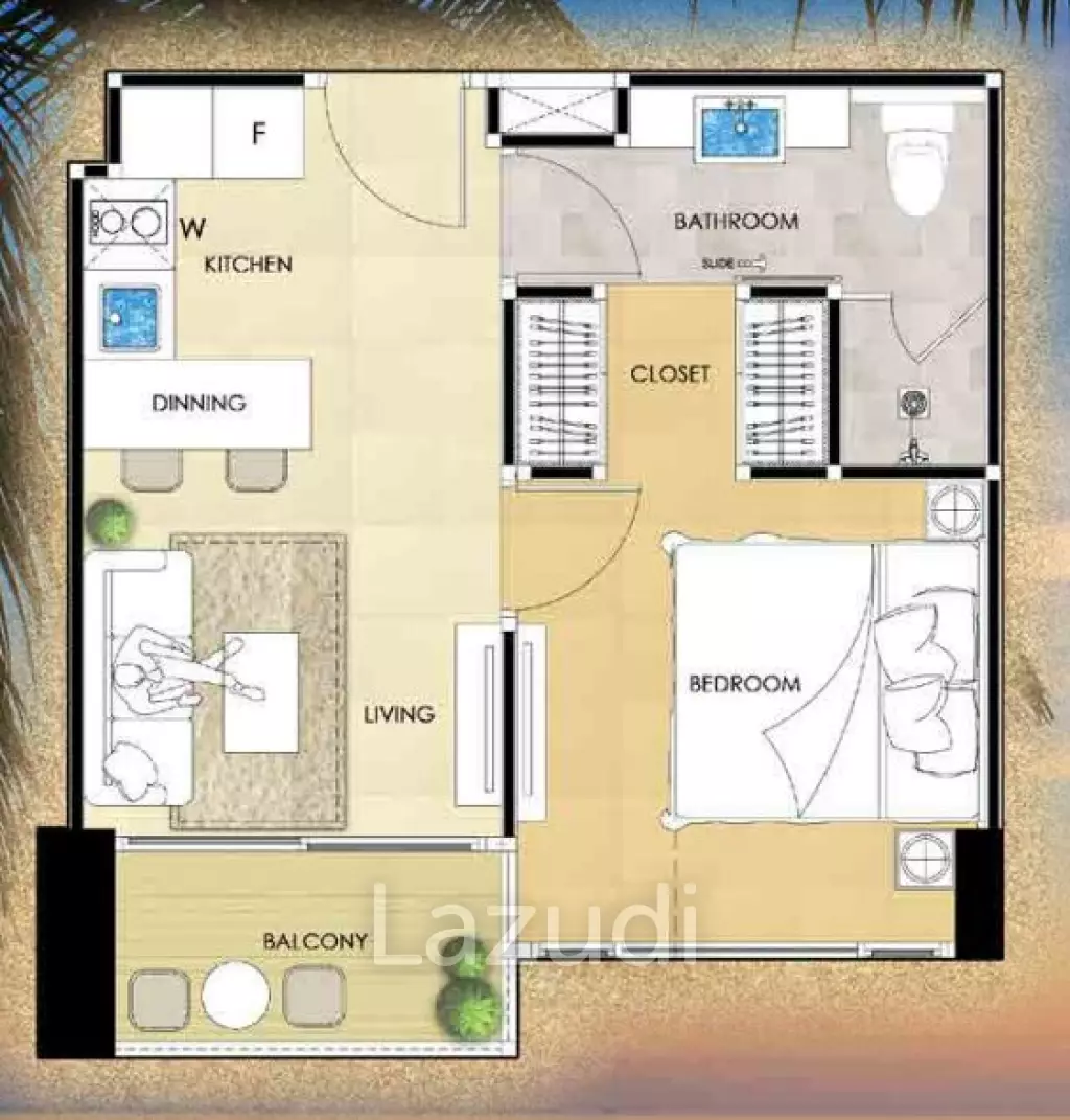 1 Bed 1 Bath 34.45 SQ.M The Riviera Ocean Drive