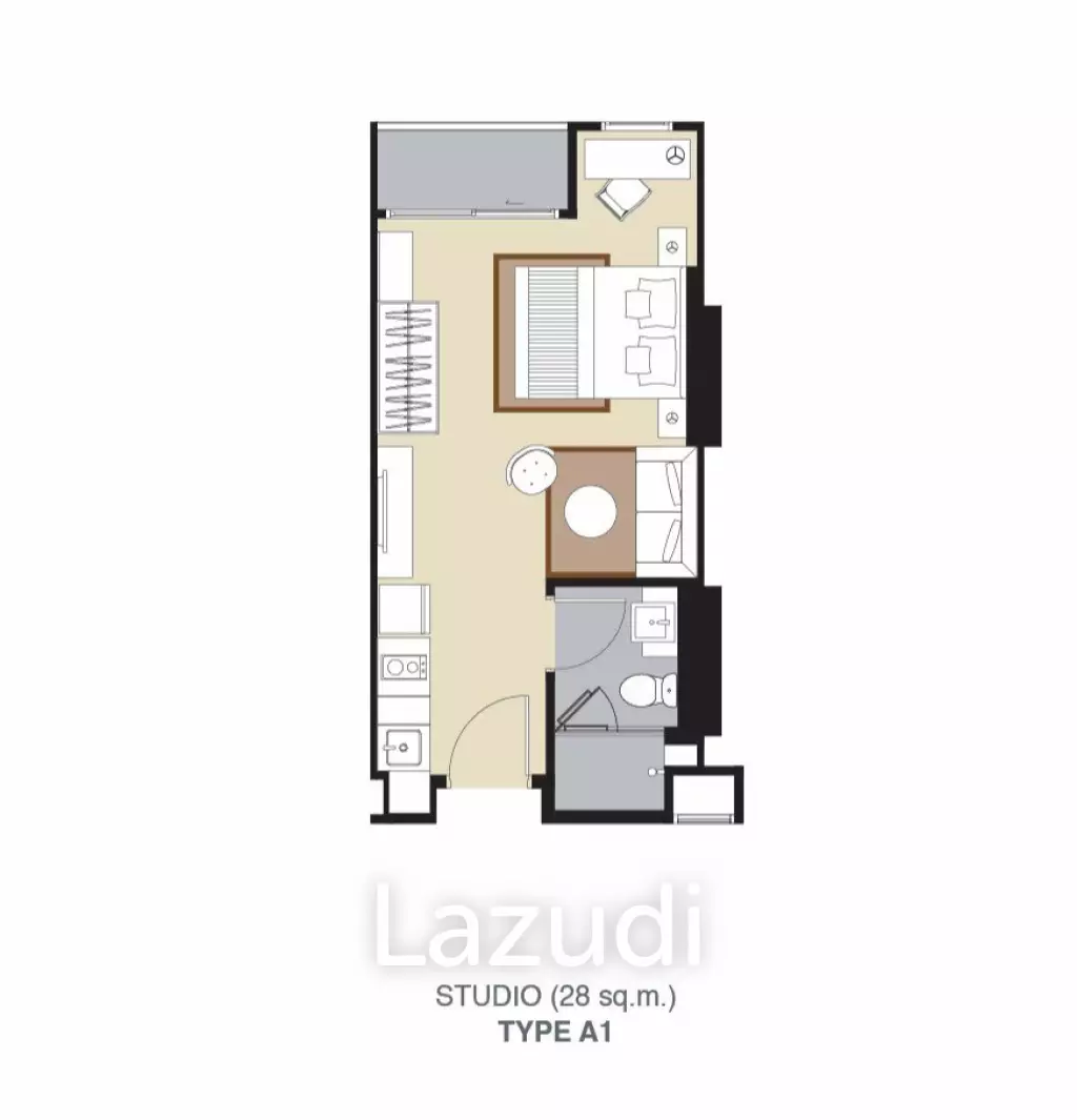 1 Bed 1 Bath 28.35 SQ.M Whizdom Avenue Ratchada - Ladprao