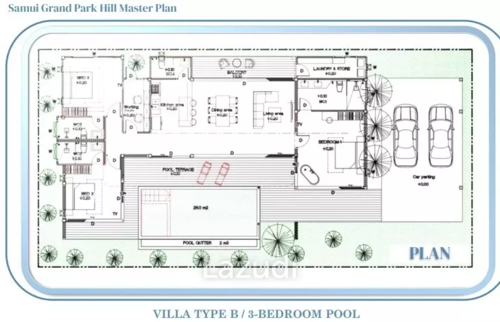 3 Bed 3 Bath Villa: Samui Grand Park Hill Phase 2