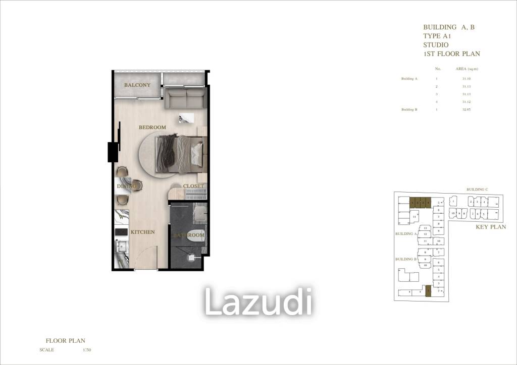 Studio 1 Bath 31.10 SQ.M. Siam Oreintal Oasis