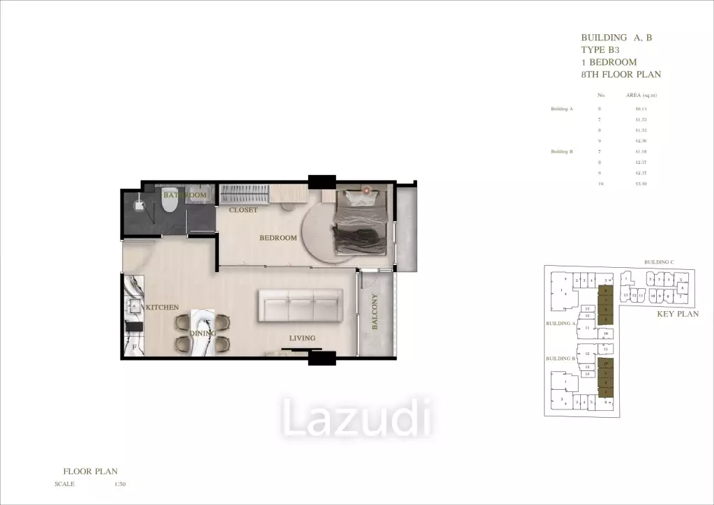 1 Bedroom 1 Bathroom 48.32 SQ.M Siam Oriental Oasis