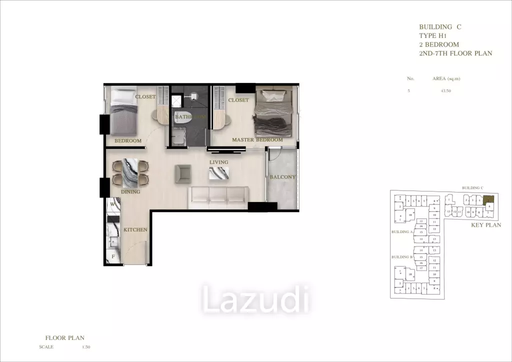 2 Bedroom 2 Bathroom 57.91 SQ.M Siam Oriental Oasis