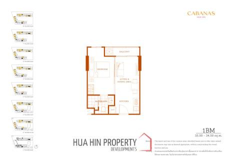 1 Bed 1 Bath 33.50 SQ.M  Cabanas Hua Hin