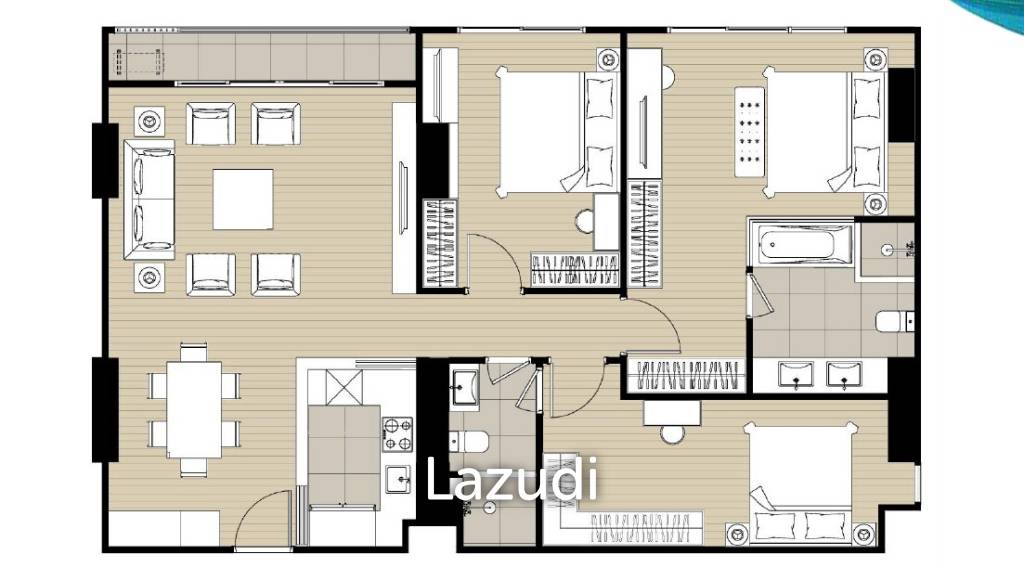 3 Bed 2 Bath 105.77 SQ.M IDEO Sukhumvit - Rama 4