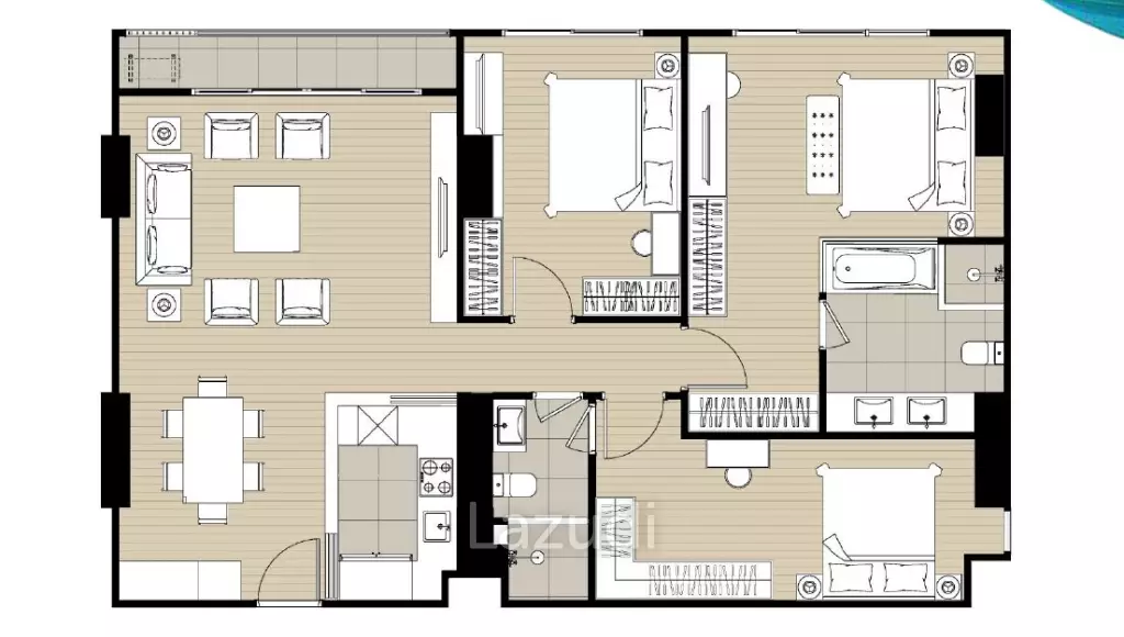 3 Bed 2 Bath 105.77 SQ.M IDEO Sukhumvit - Rama 4