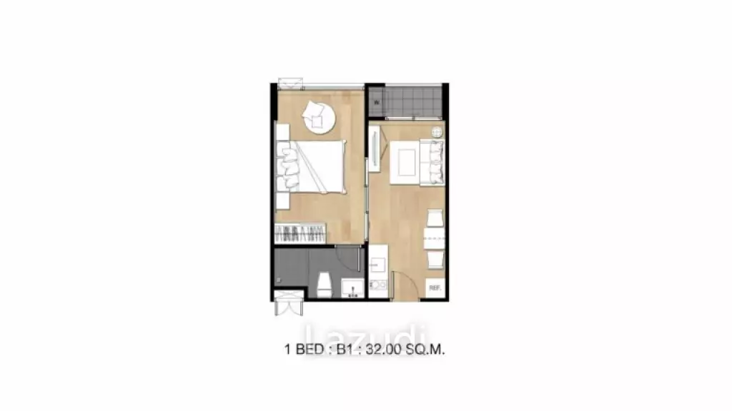 1 Bed 1 Bath 31.77 SQ.M Flexi Sathon Chareon Nakorn
