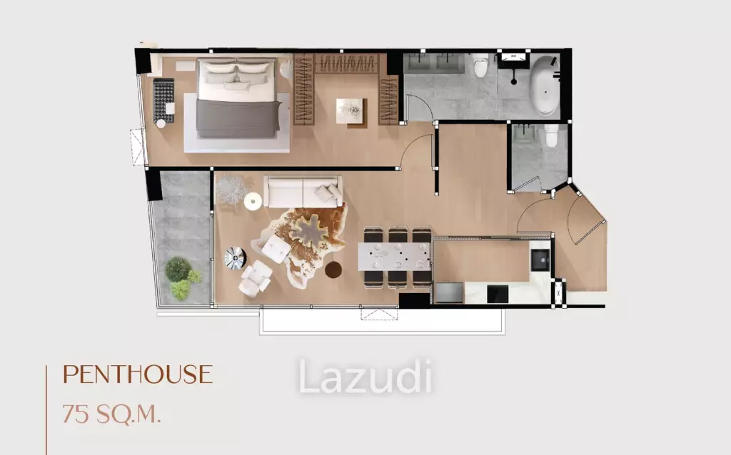 1 Bed 2 Bath 75 SQ.M Aritier Penthouse At Ari