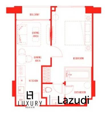 1 Bed 1 Bath 45.25 SQ.M The Standard Residences Hua Hin