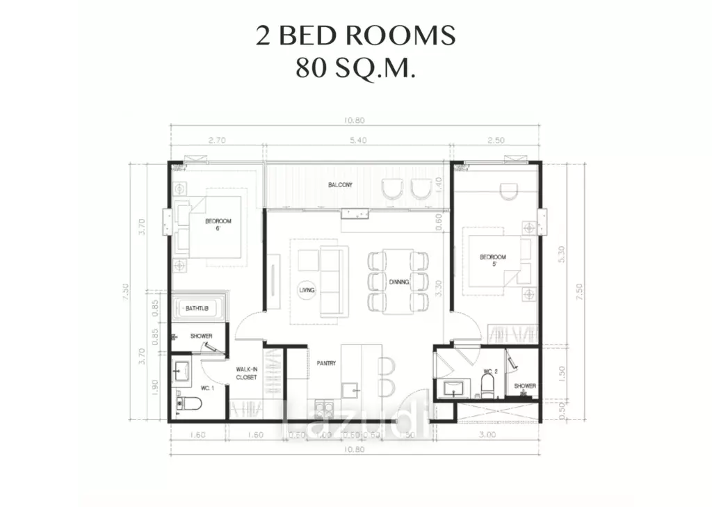 2 Bed 2 Bath 64 SQ.M Bellevue Beachfront