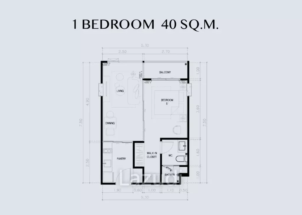 1 Bed 1 Bath 40 SQ.M Bellevue Beachfront