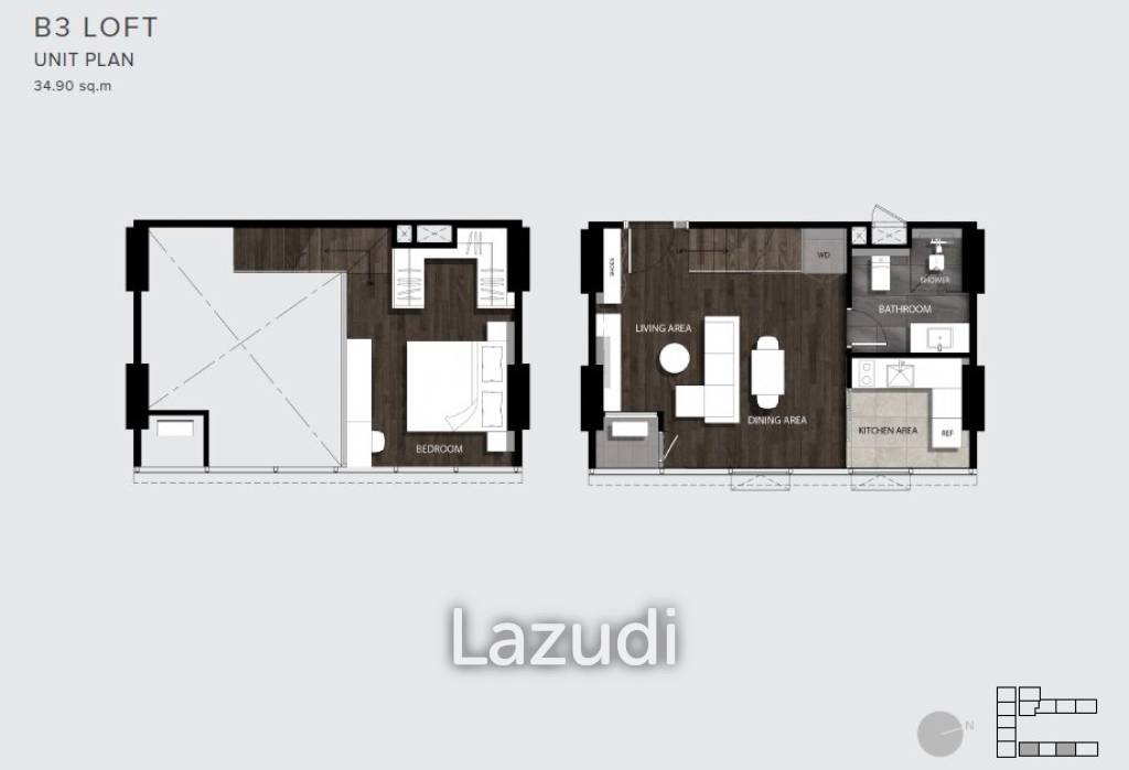 1 Bed Loft 1 Bath 52.87 SQ.M CONNER Ratchathewi
