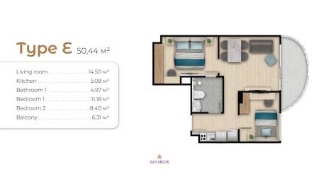 2 Bed 2 Bath 50.44 SQ.M Aura Condominium