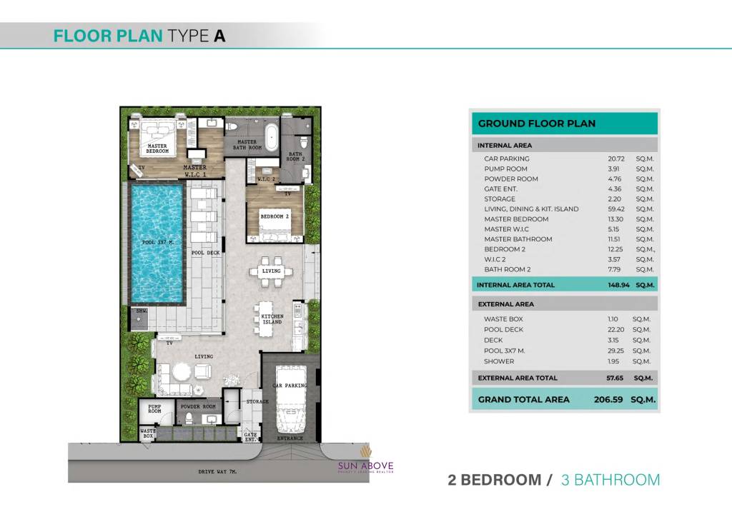 2 Bed 3 Bed 206.59 SQ.M Phuvista 3 Naiyang