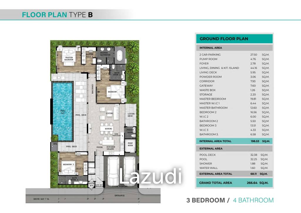 3 Bed 4 Bath 266.64 SQ.M Phuvista 3 Naiyang