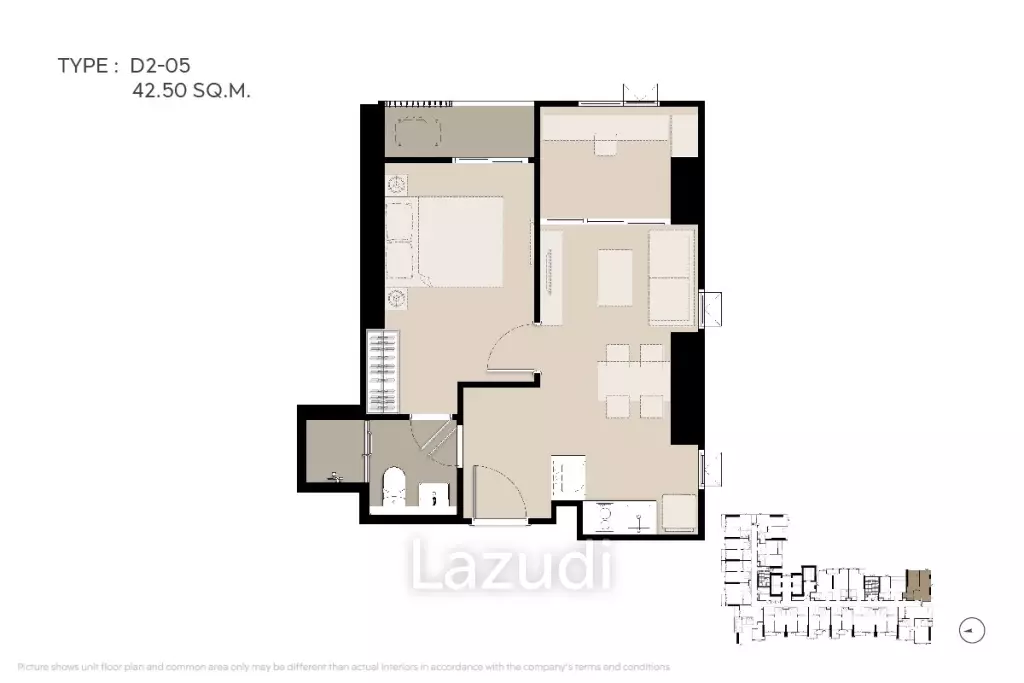 1 Bed Plus 1 Bath 42.38 SQ.M Life Phahon-Ladprao