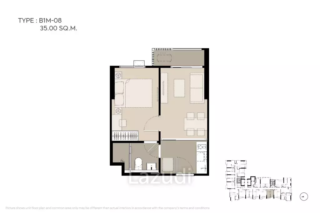 1 Bed 1 Bath 34.58 SQ.M Life Phahon-Ladprao