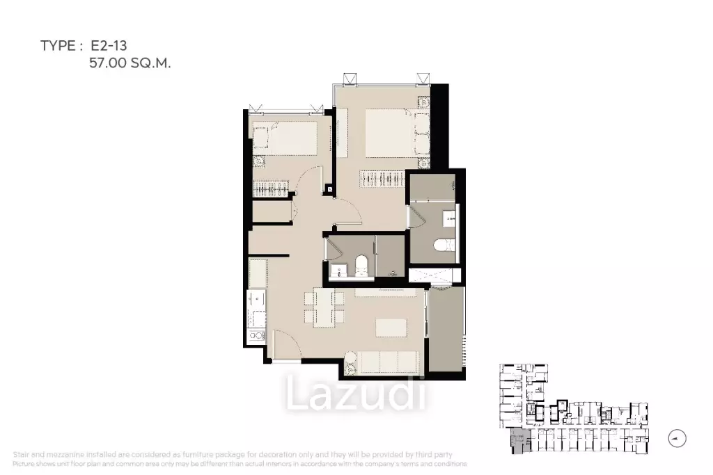 57 sqm 2 Bed Condo on 36F Life Phahon - Ladprao Chatuchak Bangkok