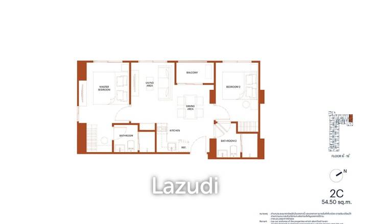 2 Bed 2 Bath 51.41 SQ.M. NIA By Sansiri