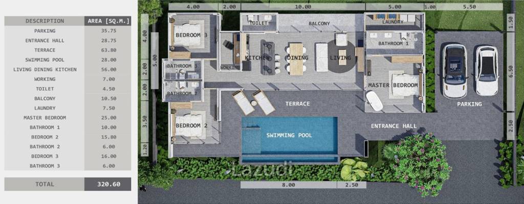 3 Bed 3 Bath 185.15 SQ.M Samui Grand Park Serenity