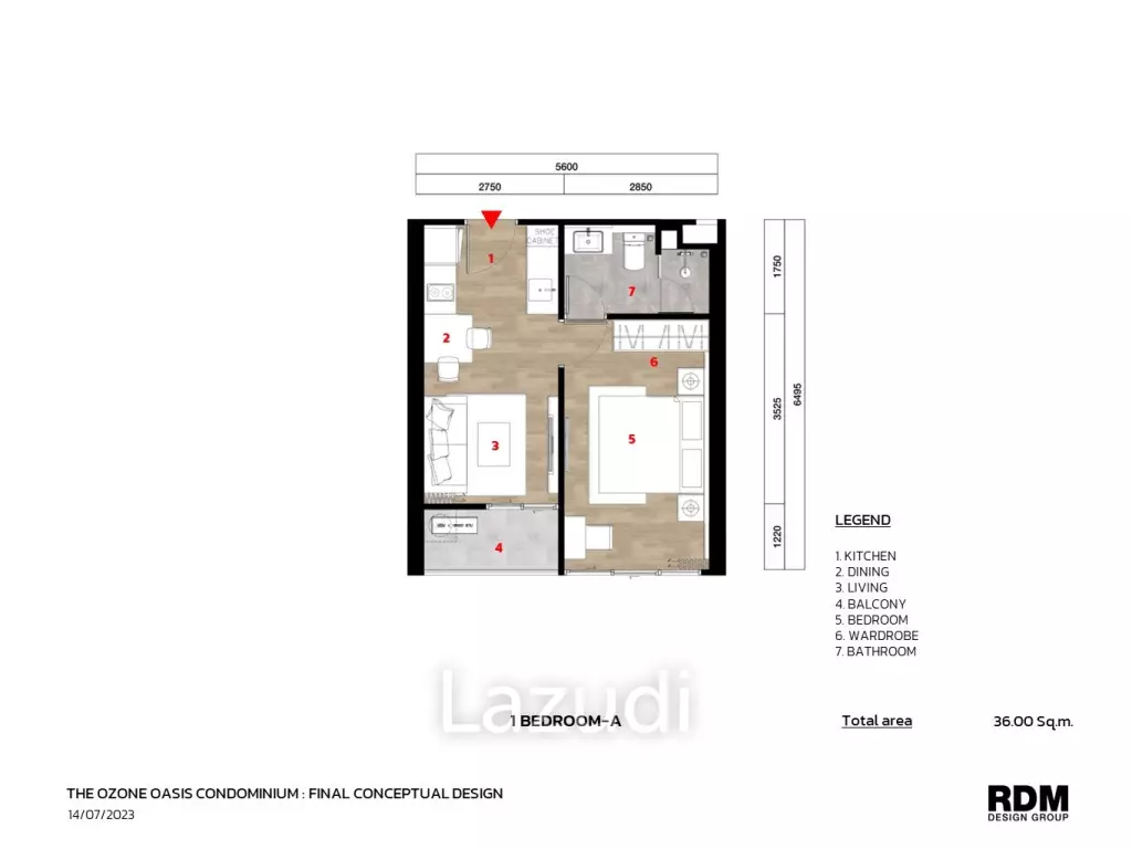 1 Bed 1 Bath 36 SQ.M The Ozone Oasis Condominium