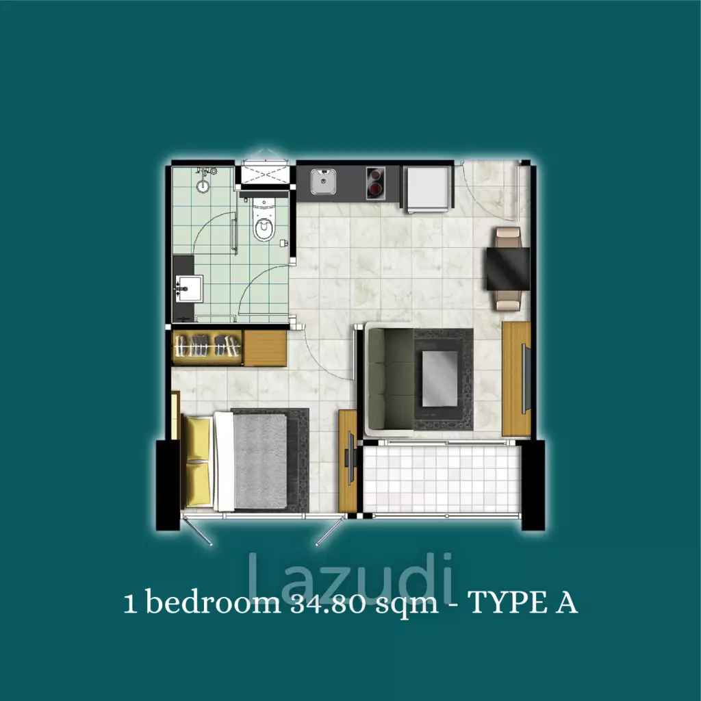 1 Bed 1 Bath 34.97 SQ.M Dusit Grand Condo View