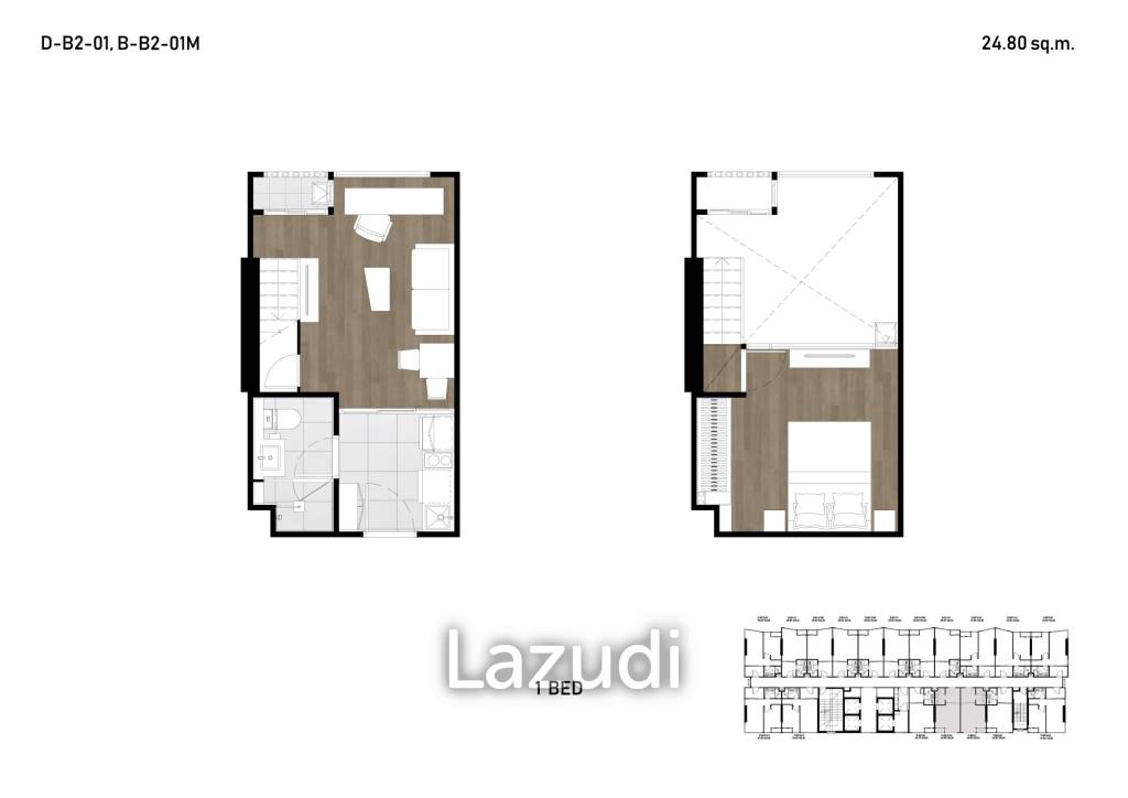 1 Bed Duplex 1 Bed 26.17 SQ.M SOHO Bangkok Ratchada