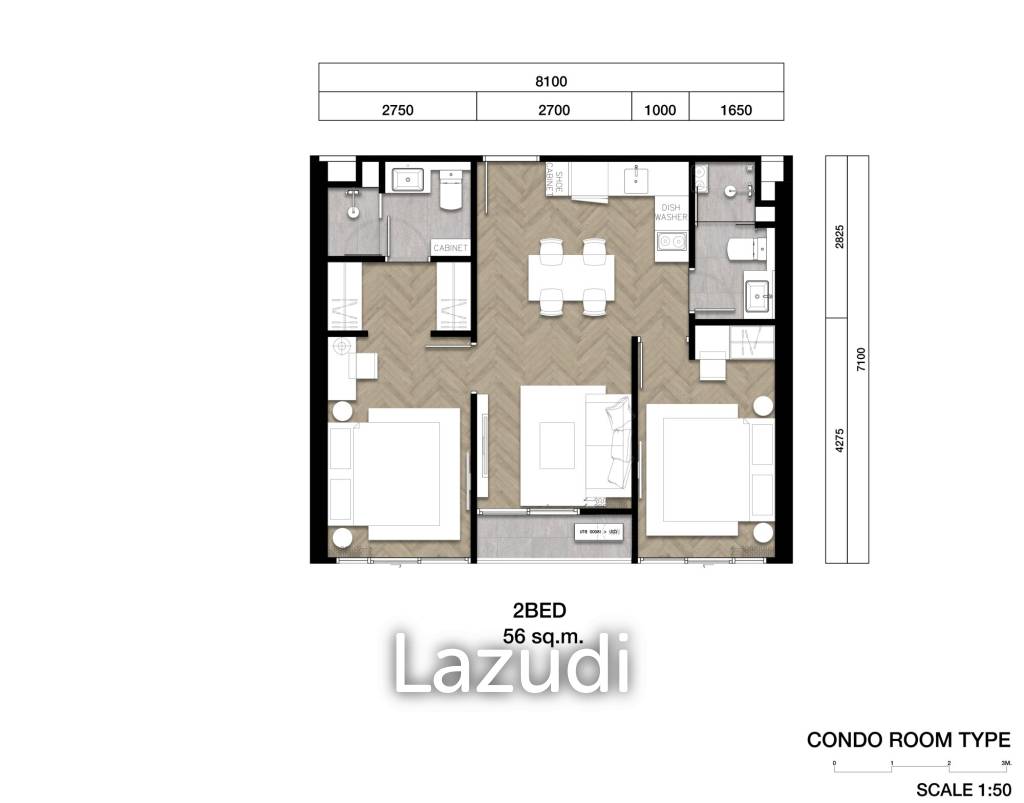 2 Bed 2 Bath 56 SQ.M The Ozone Signature Hotel And  Condominium