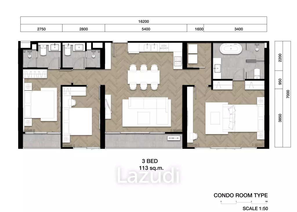 3 Bed 3 Bath 111 SQ.M The Ozone Signature Hotel And Condominium