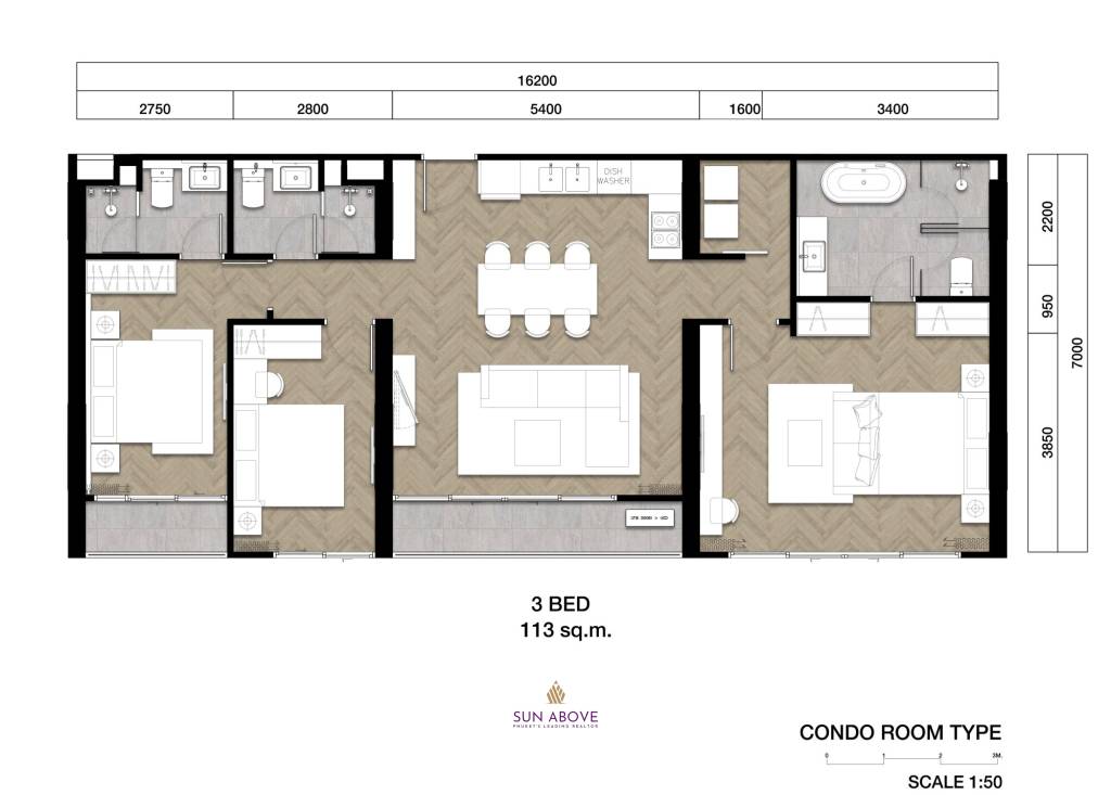 3 Bed 3 Bath 111 SQ.M The Ozone Signature Hotel And Condominium