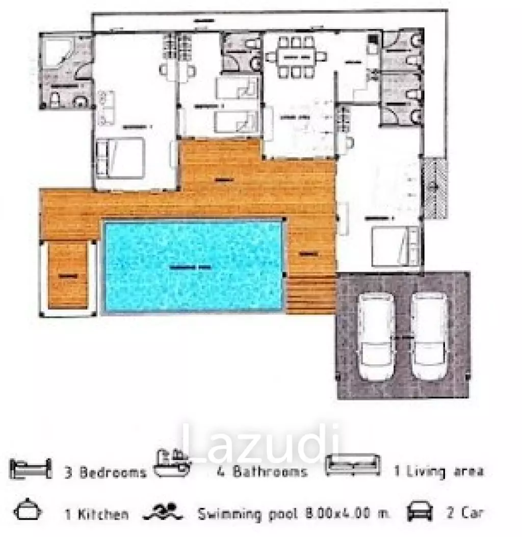 3 Beds 4 Baths 264.70 SQ.M  Villa Hill Hua Hin - Pranburi